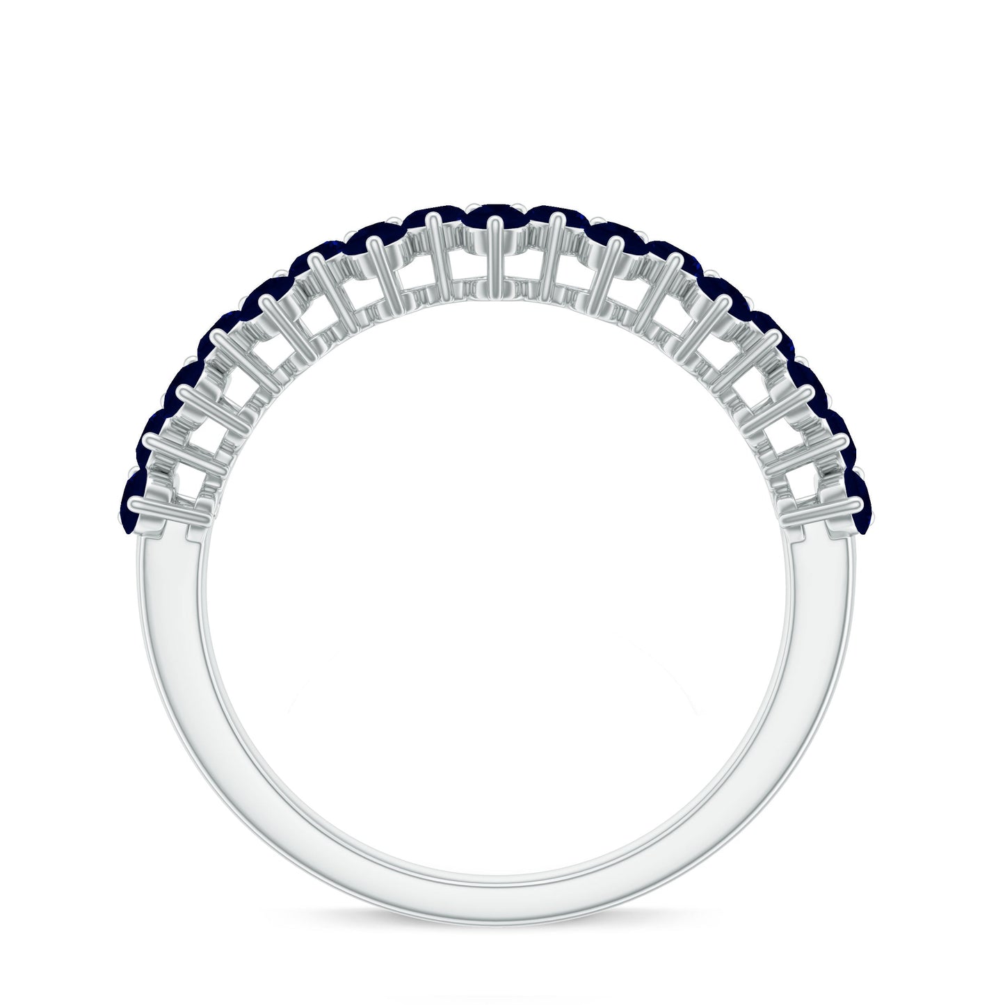 Natural Blue Sapphire Half Eternity Anniversary Ring