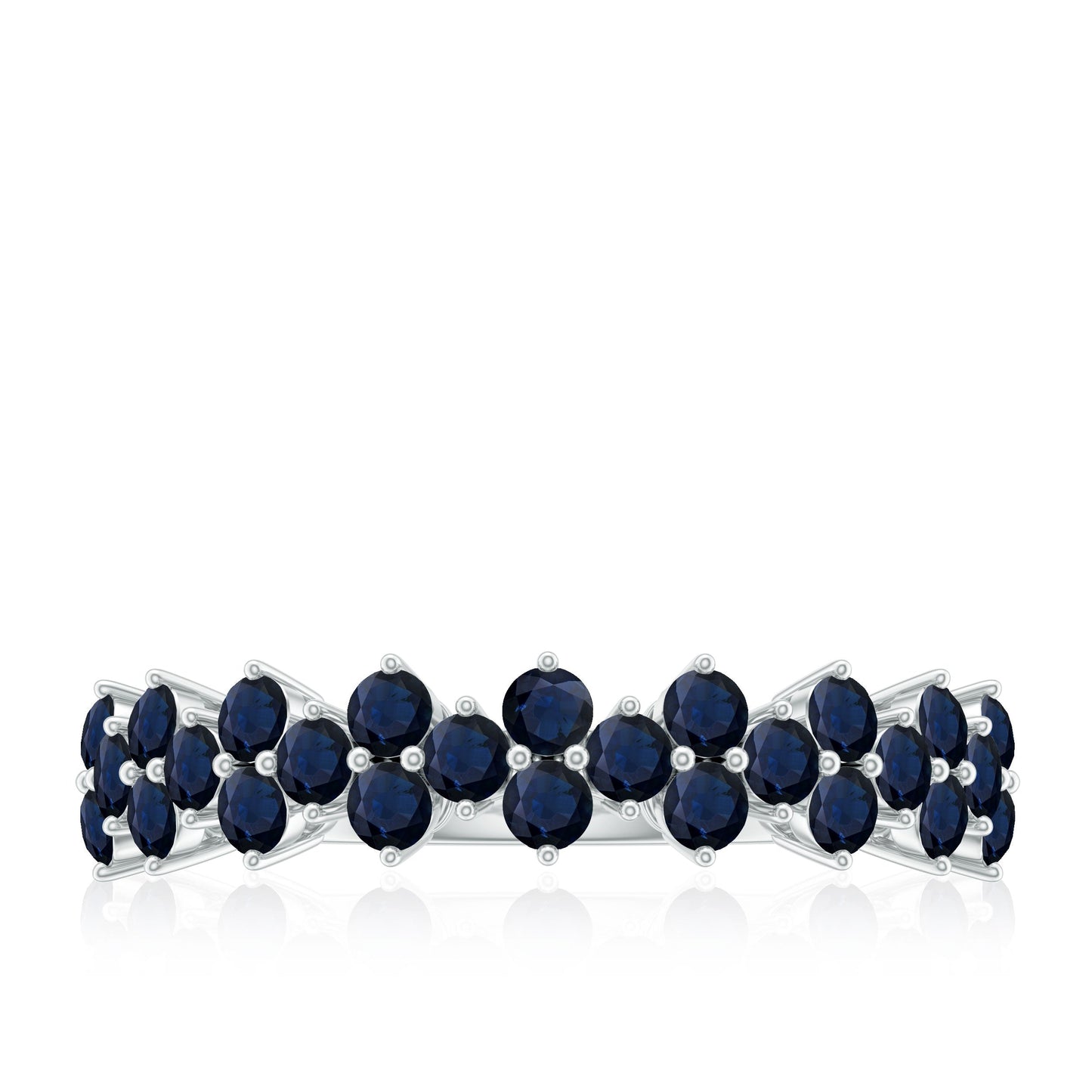 Natural Blue Sapphire Half Eternity Anniversary Ring