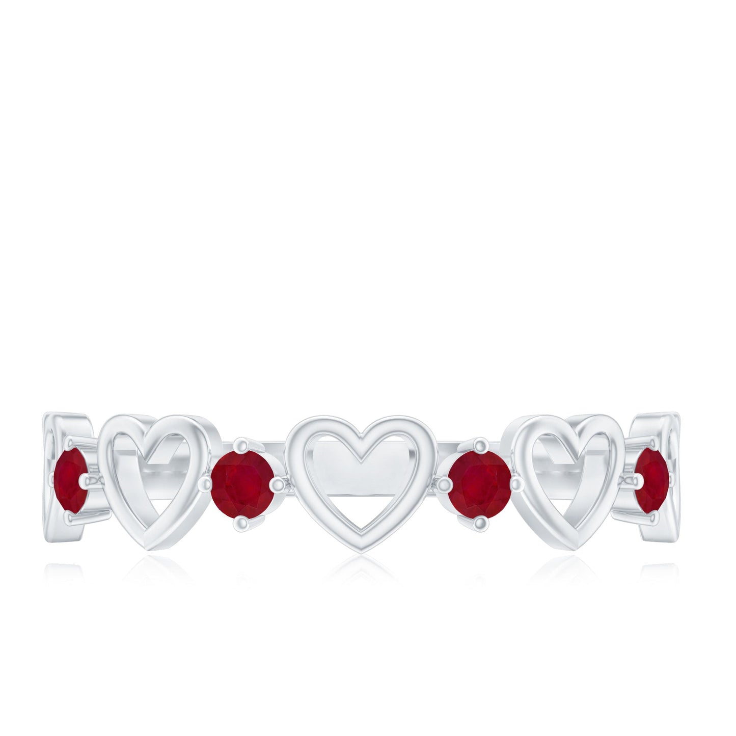 Natural Ruby Heart Eternity Ring for Promise