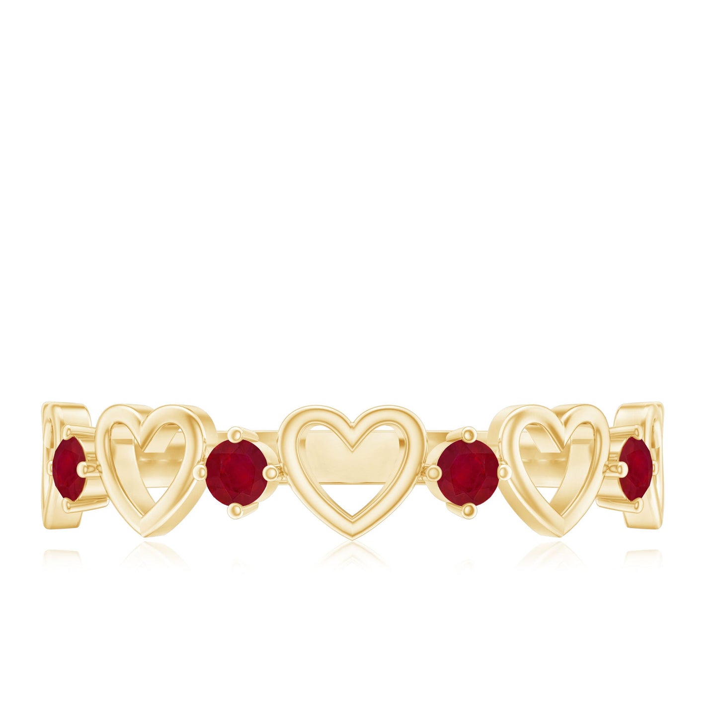 Natural Ruby Heart Eternity Ring for Promise