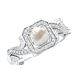 Vintage Inspired 2 Carat Pearl Engagement Ring with Diamond Halo