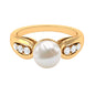 Bead Set Freshwater Pearl Solitaire Ring with Diamond Side Stones