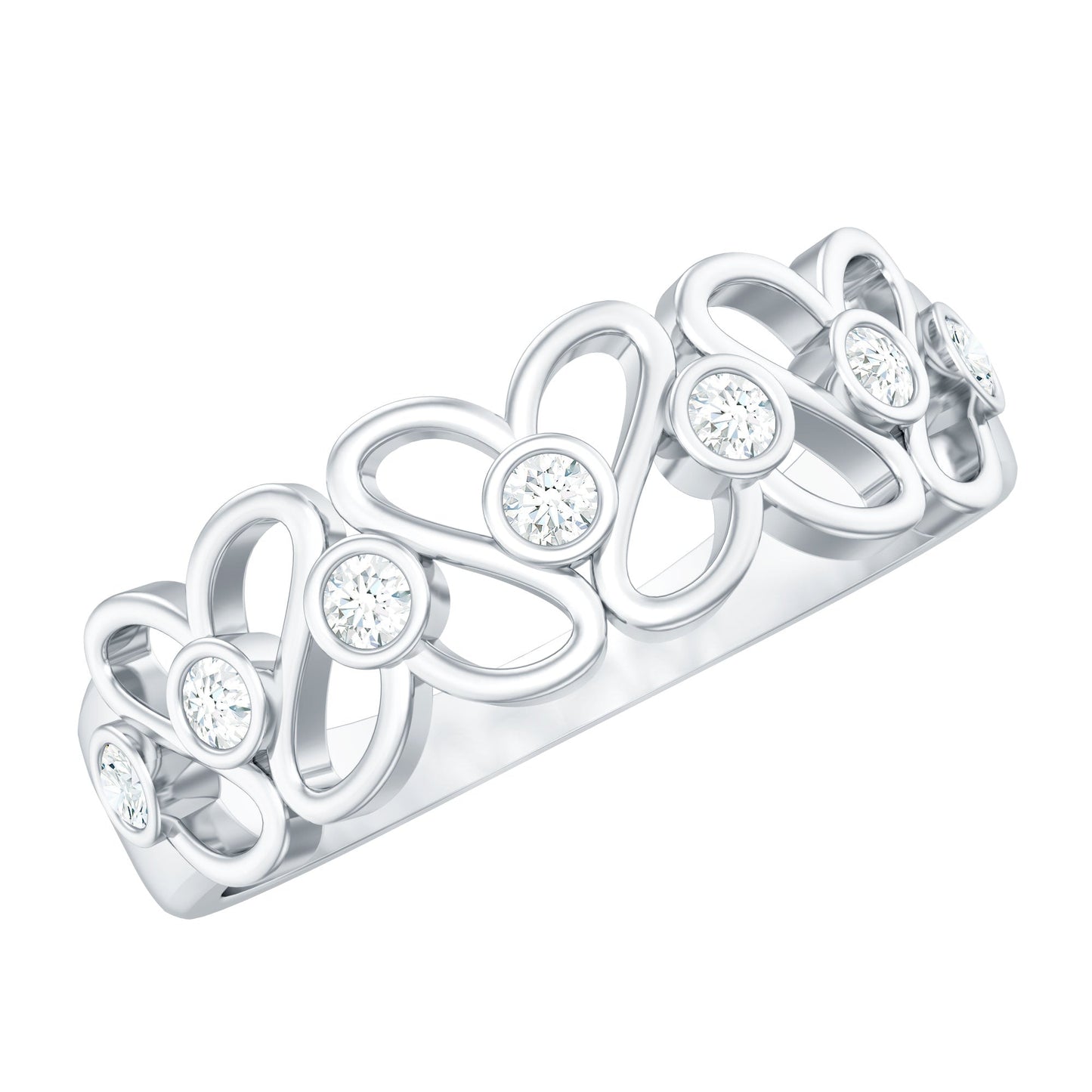 Contemporary Diamond Half Eternity Band Ring for Women
