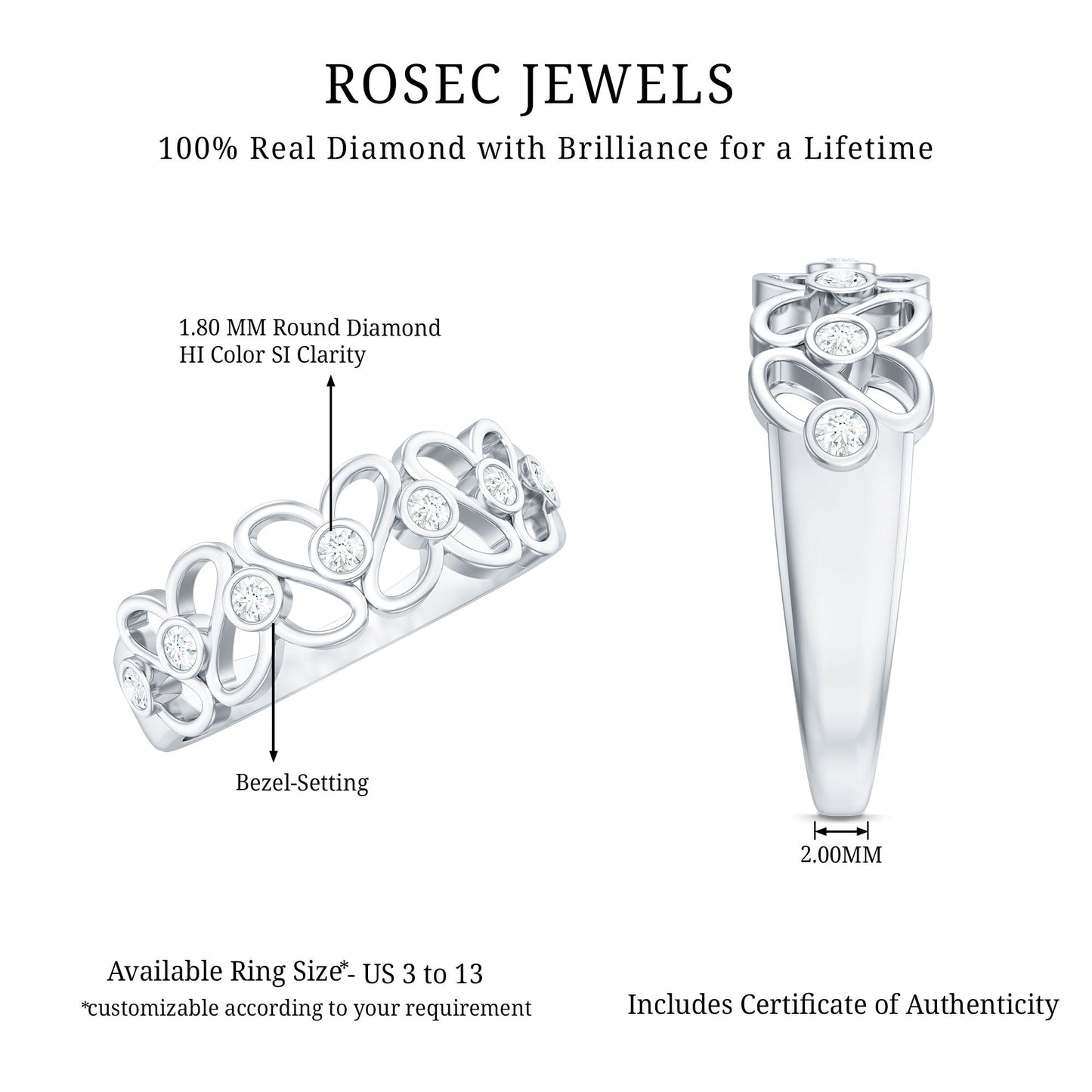 Contemporary Diamond Half Eternity Band Ring for Women