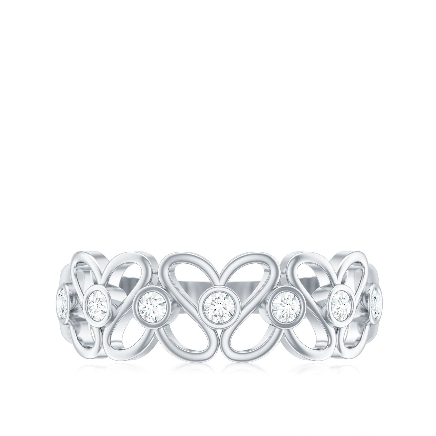 Contemporary Diamond Half Eternity Band Ring for Women
