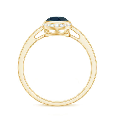 Genuine London Blue Topaz Diamond Engagement Ring in Bezel Setting