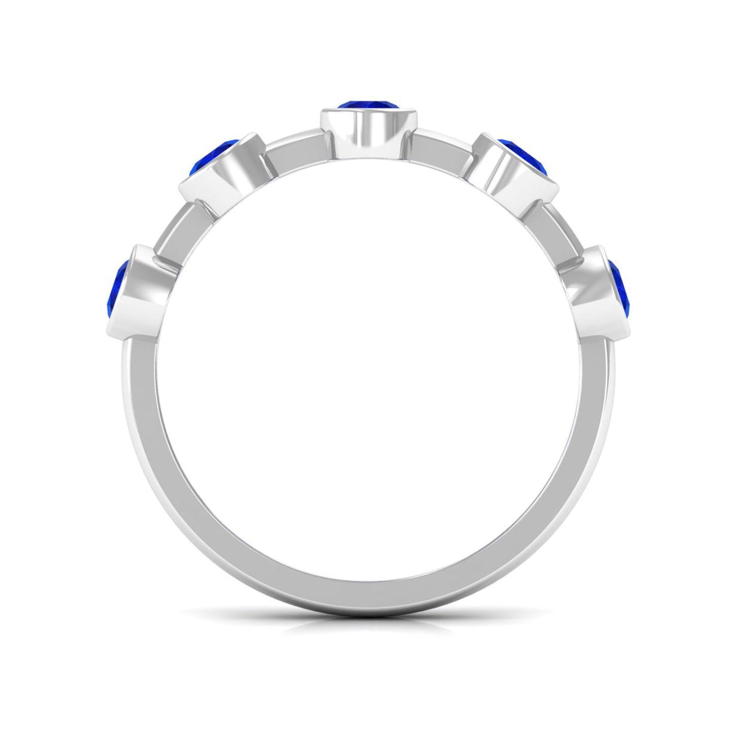 Real Bezel Set Blue Sapphire Half Eternity Ring for Women