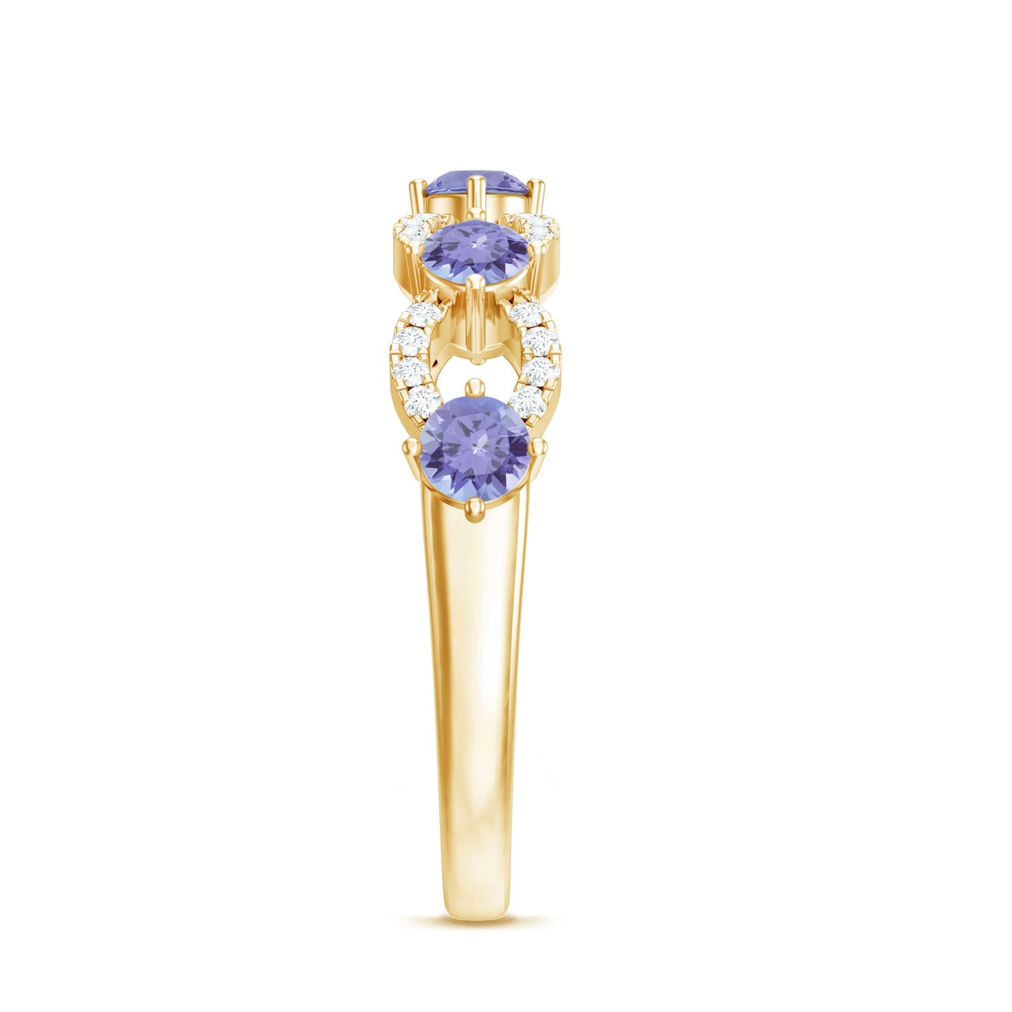 Real Tanzanite Diamond Half Eternity Ring for Women