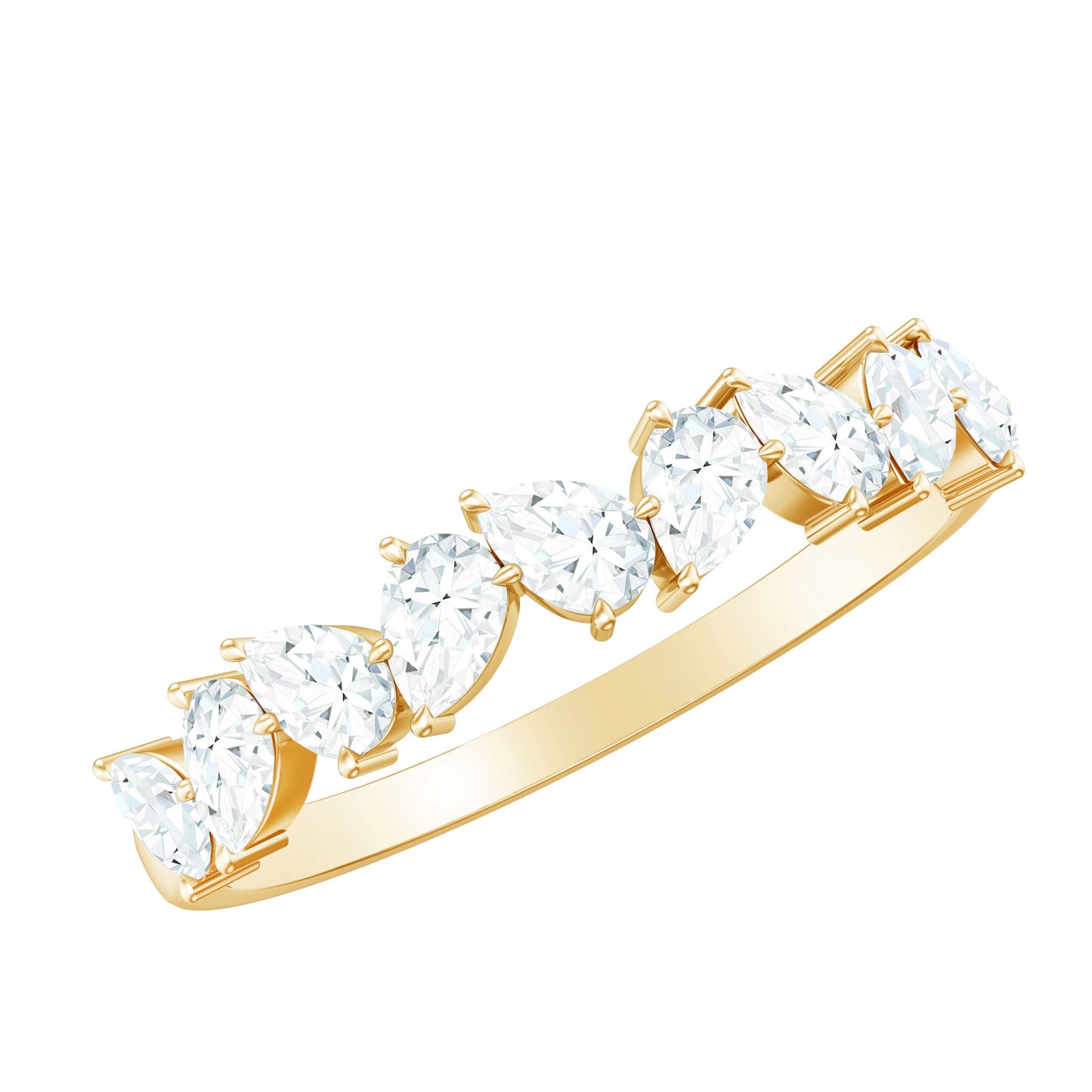 Natural Pear Shape Diamond Half Eternity Ring for Women
