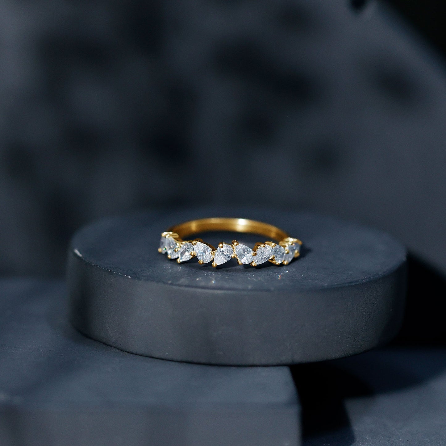 Natural Pear Shape Diamond Half Eternity Ring for Women