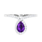 Designer 1 Carat Pear Shape Amethyst Chevron Engagement Ring with Diamond