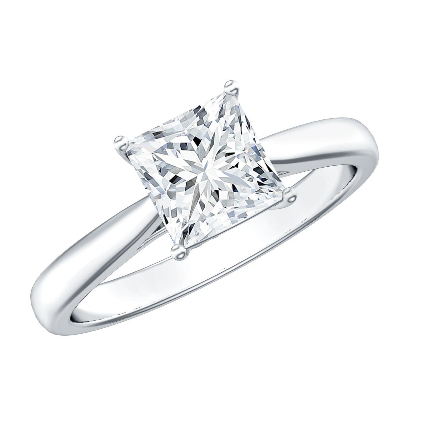 Princess Cut Moissanite Solitaire Engagement Ring