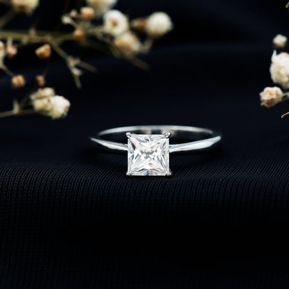 Princess Cut Moissanite Solitaire Engagement Ring