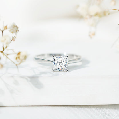 Princess Cut Moissanite Solitaire Engagement Ring