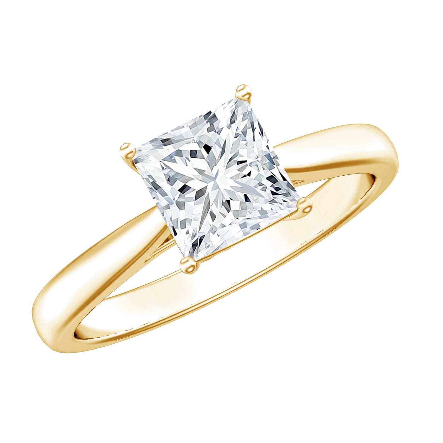 Princess Cut Moissanite Solitaire Engagement Ring