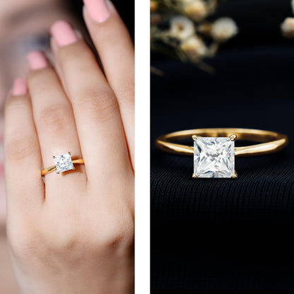 Princess Cut Moissanite Solitaire Engagement Ring