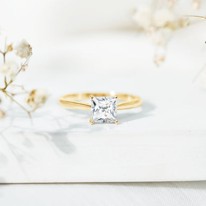 Princess Cut Moissanite Solitaire Engagement Ring