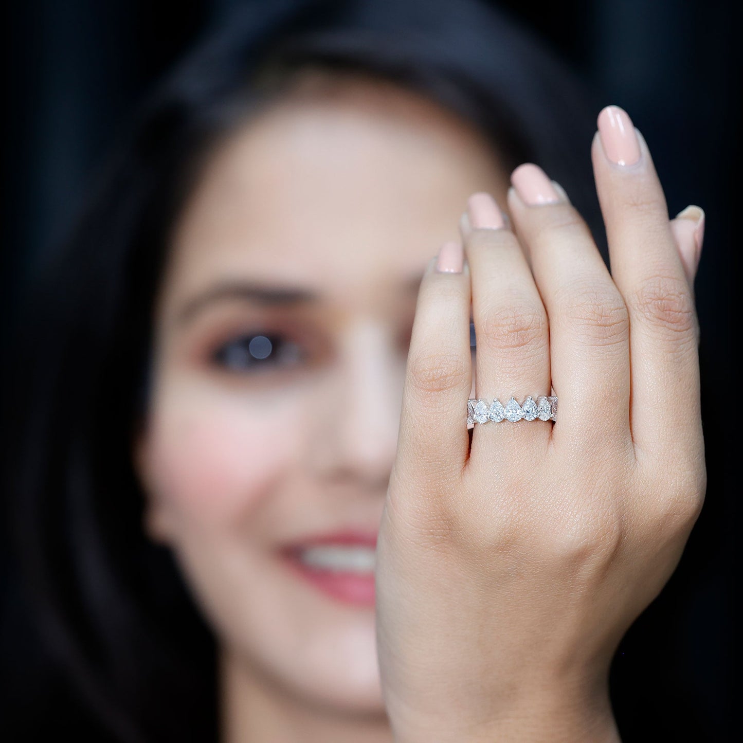 Lab Grown Diamond Teardrop Wedding Band
