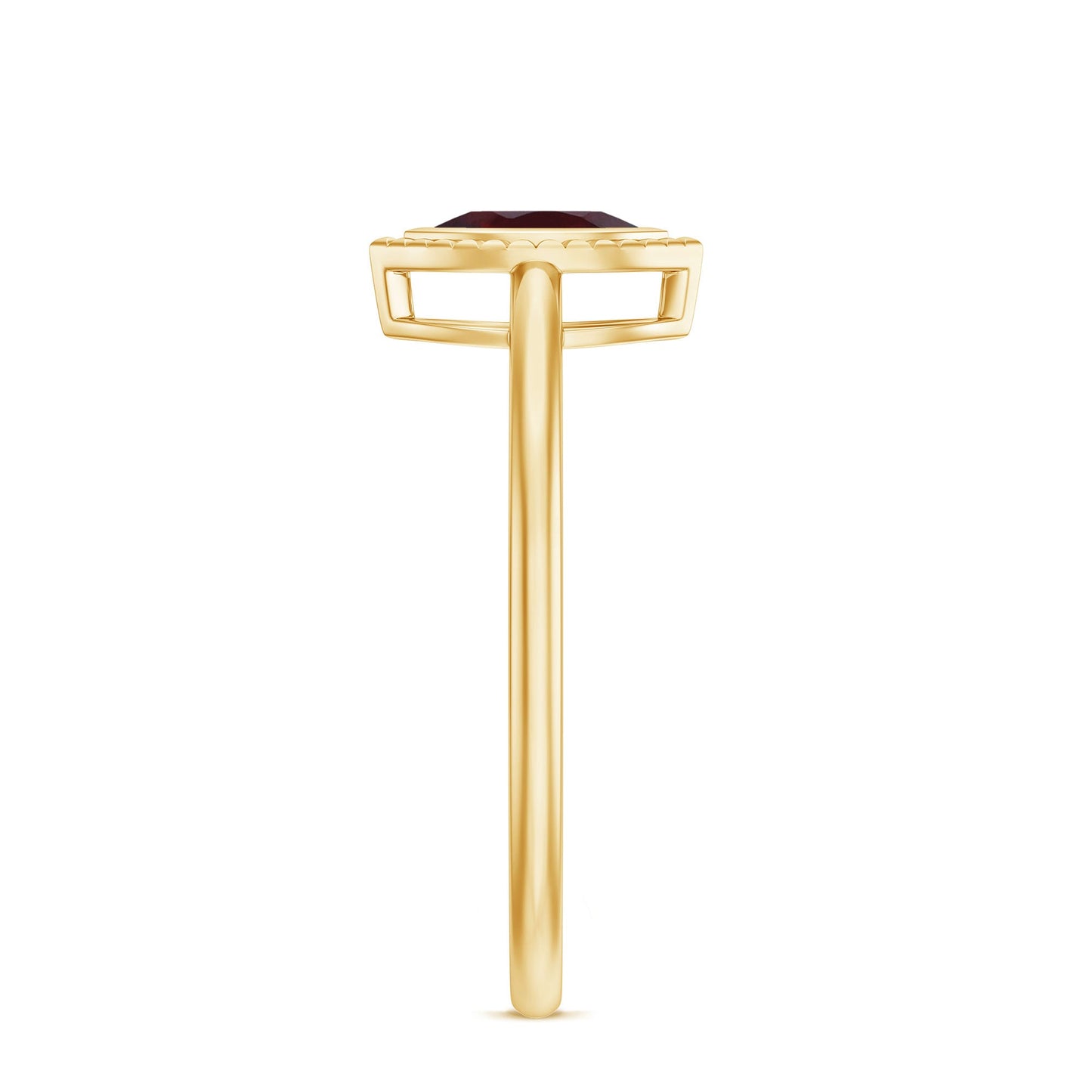Bezel Set Marquise Garnet Promise Ring in Yellow Gold Plated Silver