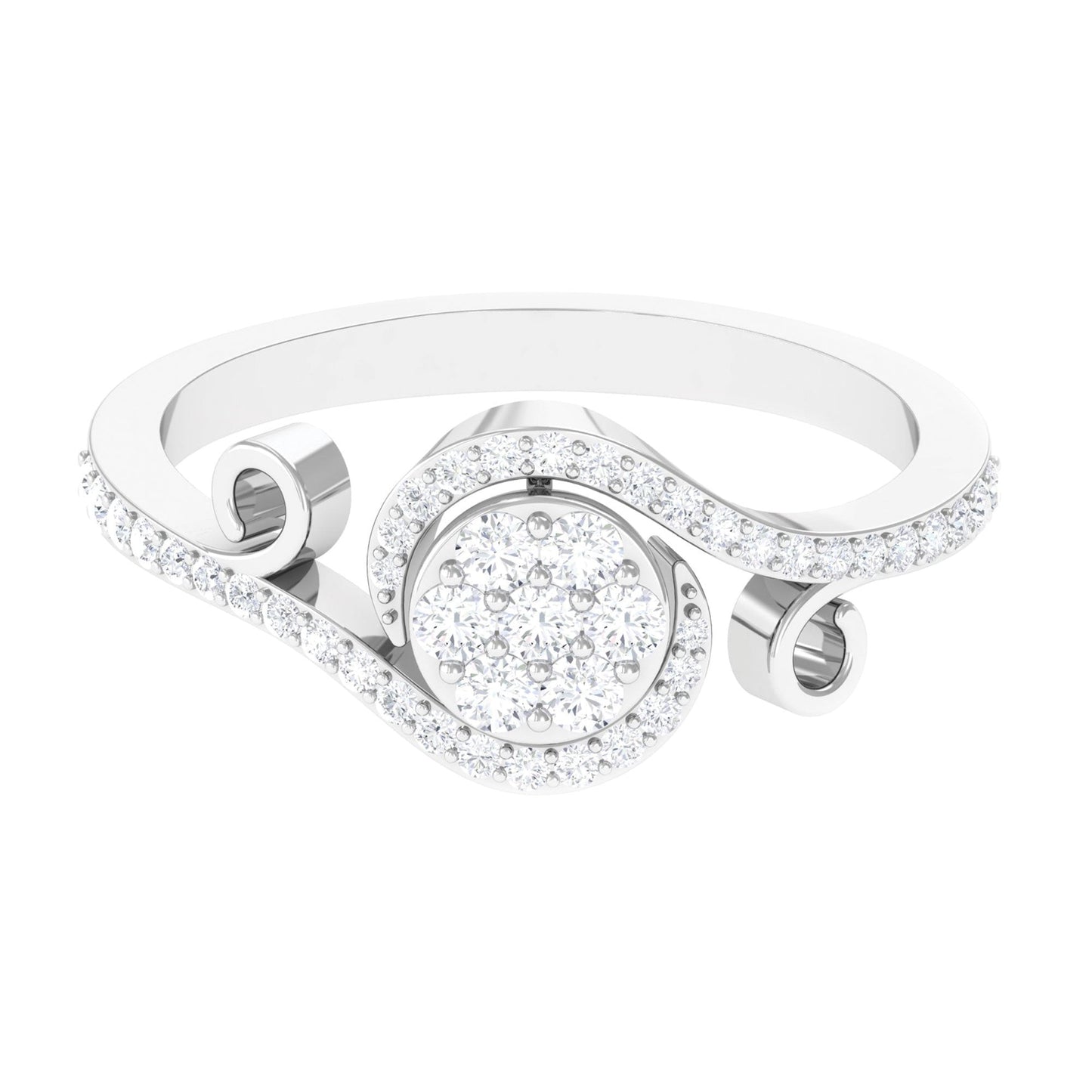 Designer Diamond Bypass Engagement Ring in Illusion Setting