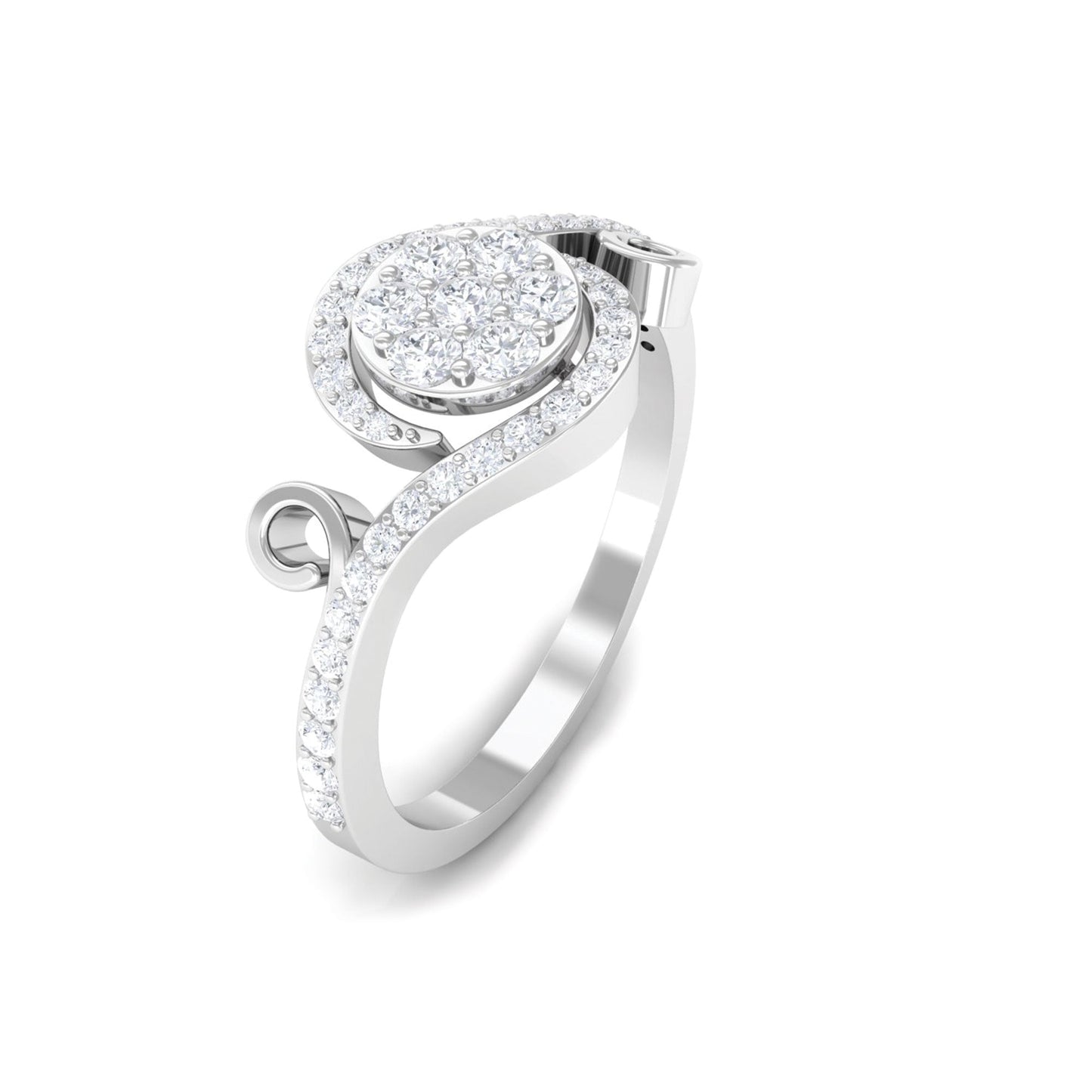 Designer Diamond Bypass Engagement Ring in Illusion Setting