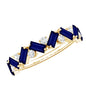 Certified Real Baguette Blue Sapphire Half Eternity Ring with Diamond