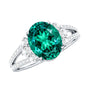 Certified 3 Carat Oval Lab Grown Emerald Split Shank Engagement Ring