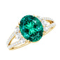 Certified 3 Carat Oval Lab Grown Emerald Split Shank Engagement Ring