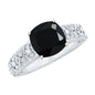 Genuine 2 Carat Black Spinel Vintage Engagement Ring with Diamond