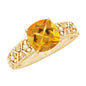 Vintage Style 8mm Citrine Cushion Cut Engagement Ring with Diamond