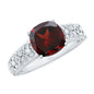 Nature Inspired 3.2 Carat Garnet Cushion Cut Engagement Ring with Diamond