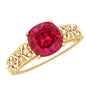 Vintage Inspired 2 Carat Cushion Cut Lab Created Ruby Engagement Ring