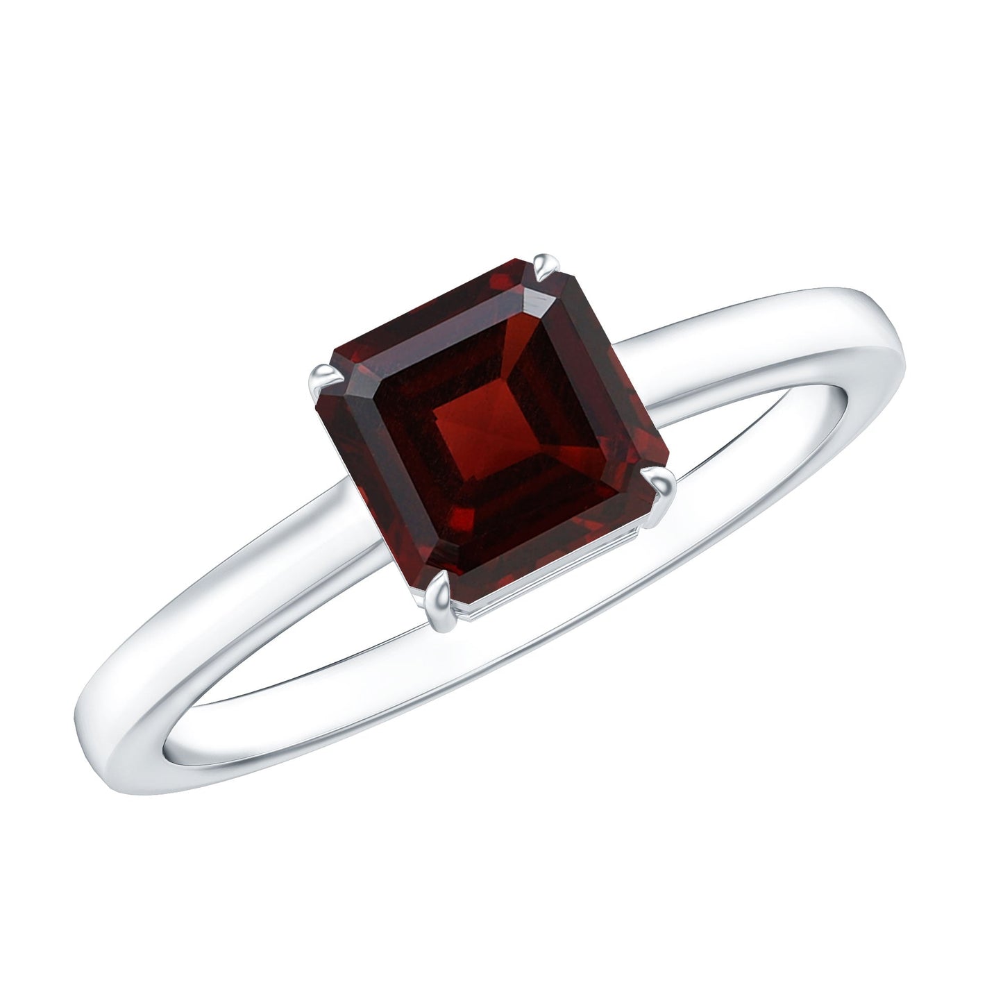 3.3 Carat Real Garnet Asscher Cut Engagement Ring with Certificate