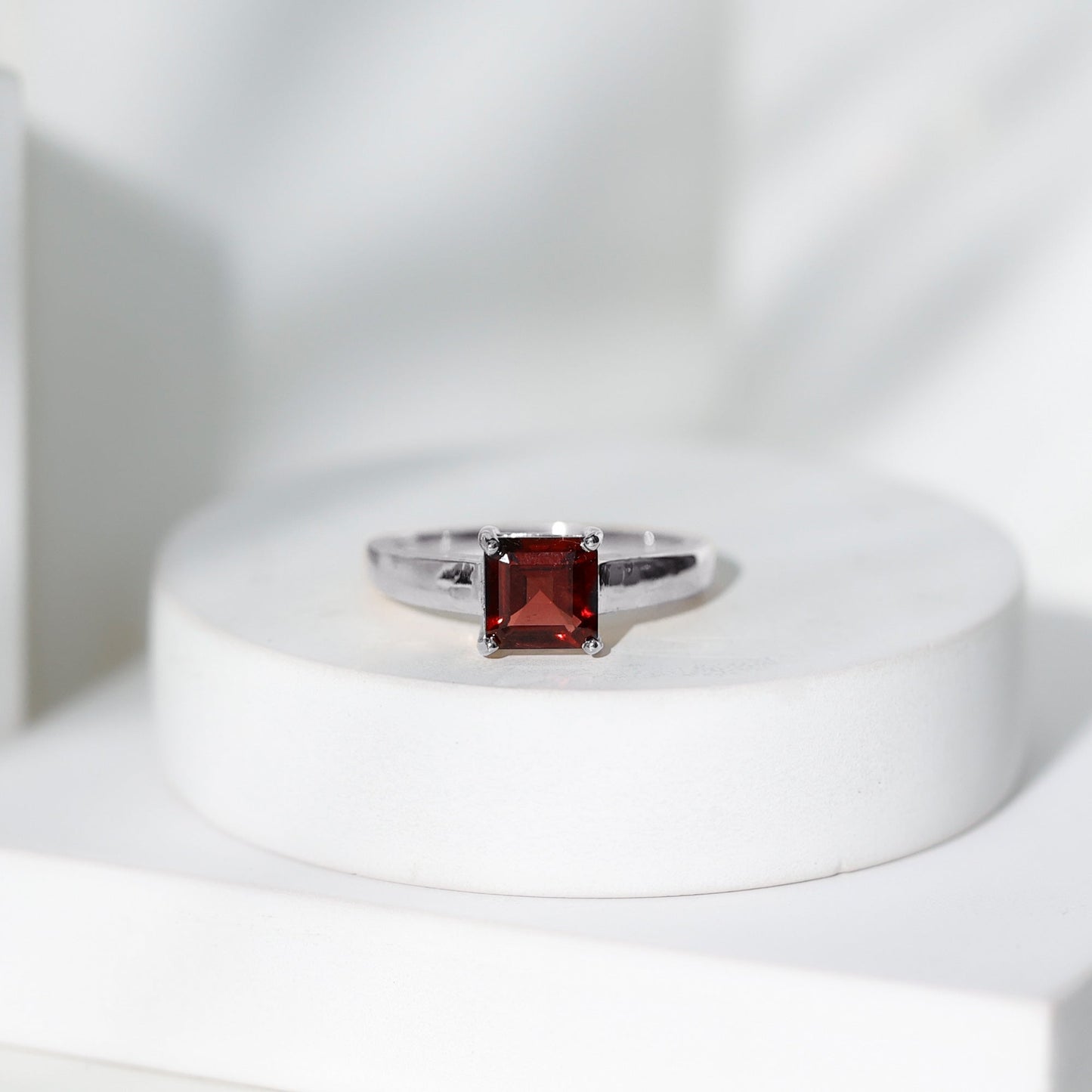 3.3 Carat Real Garnet Asscher Cut Engagement Ring with Certificate