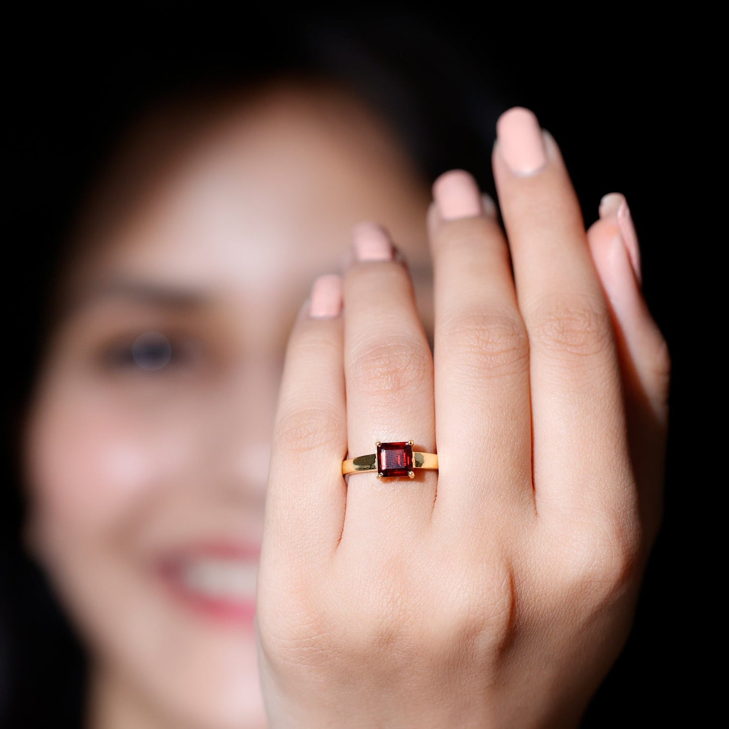 3.3 Carat Real Garnet Asscher Cut Engagement Ring with Certificate