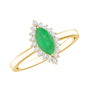 Elongated Marquise Cut Emerald Engagement Ring with Diamond Halo