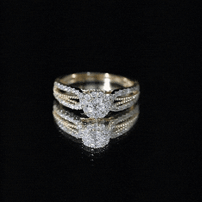 Real Diamond Designer Engagement Ring in Split Shank