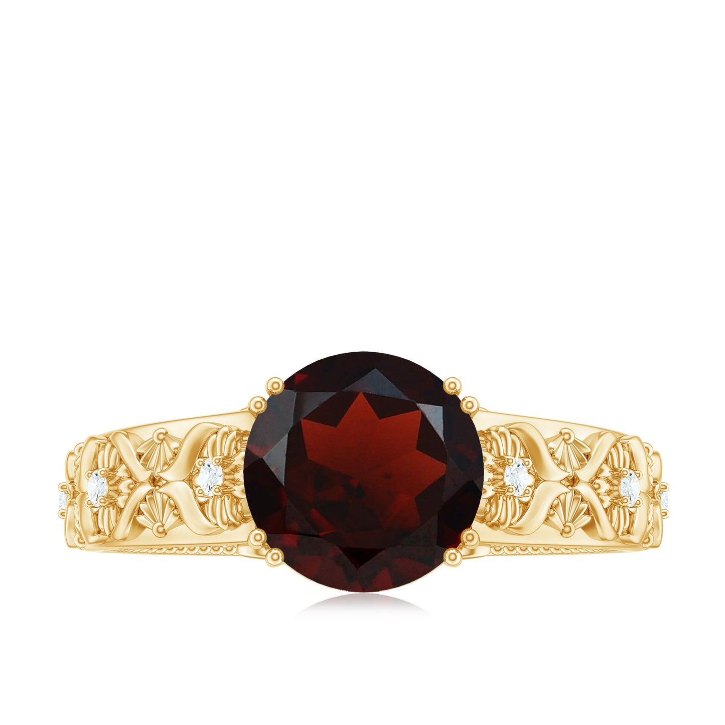 Vintage Looking Garnet Diamond Engagement Ring