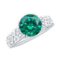 2 Carat Round Lab Created Emerald Antique Looking Engagement Ring with Diamond