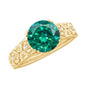 2 Carat Round Lab Created Emerald Antique Looking Engagement Ring with Diamond