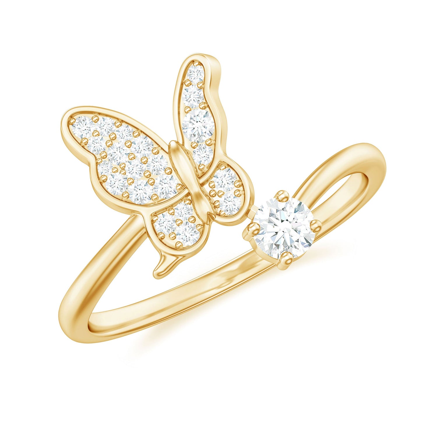 Natural Diamond Butterfly Ring with Certificate