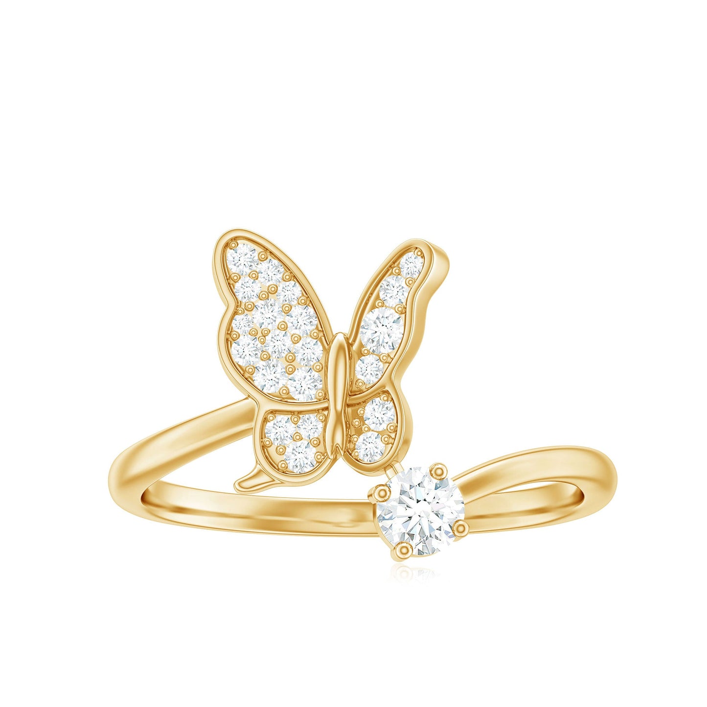 Natural Diamond Butterfly Ring with Certificate