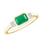 Octagon shape Emerald and Diamond East-West Promise Ring in Bezel Setting