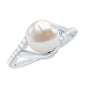 Cultured 7.4 Carat Freshwater Pearl Engagement Ring with Diamond Split Shank