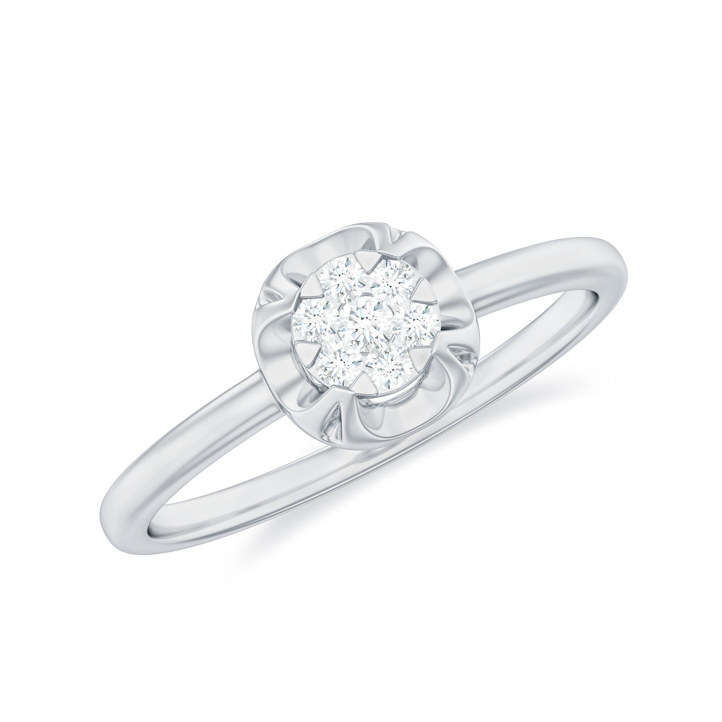 Round Shape Diamond Promise Ring in Illusion Setting