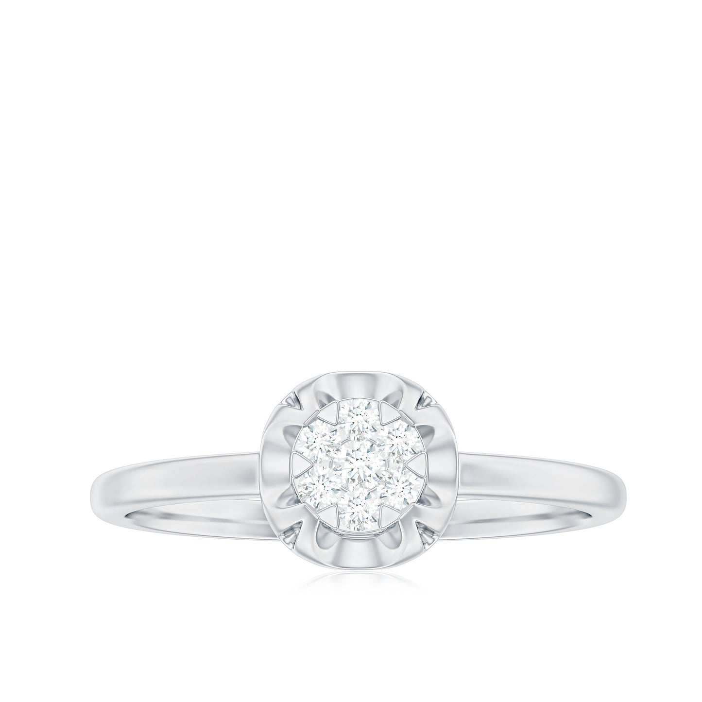Round Shape Diamond Promise Ring in Illusion Setting