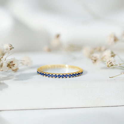 Certified Lab Grown Blue Sapphire Eternity Ring for Women