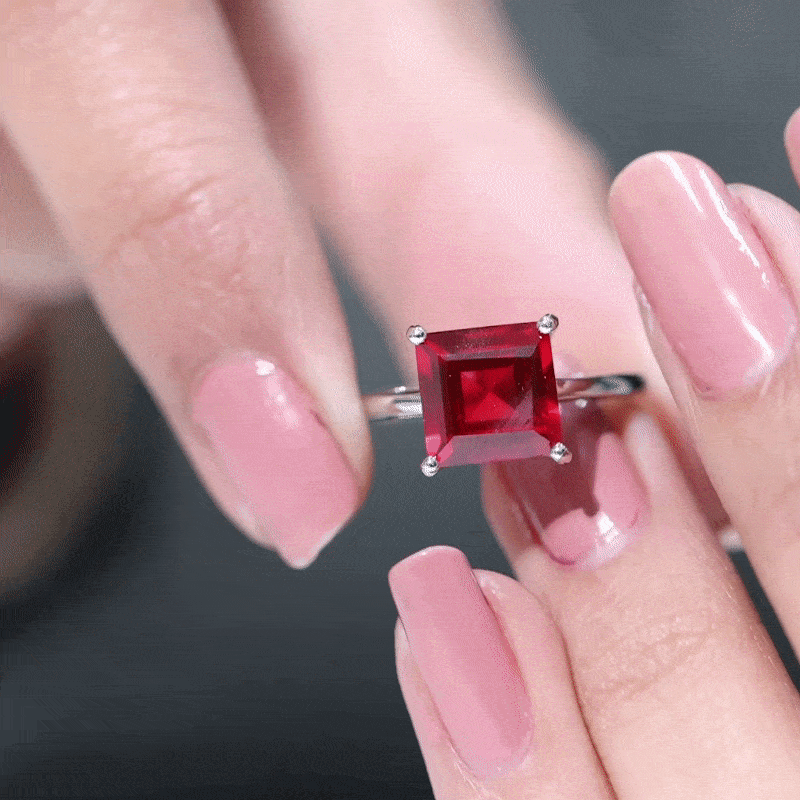 2.5 Carat Princess Cut Lab Created Ruby Solitaire Ring