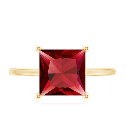 2.5 Carat Princess Cut Lab Created Ruby Solitaire Ring
