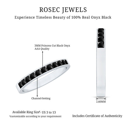 Princess Cut Black Onyx Half Eternity Band in Channel Setting